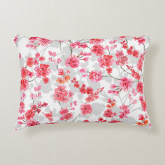 Almofada Decorativa Ramais de cereja florescem em branco e cinza