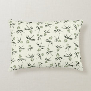 Almofada Decorativa Ramificações verdes amigáveis no creme - padrão pe