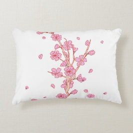 Almofada Decorativa Ramo de Sakura Flor de Cerejeira Rosa Arte