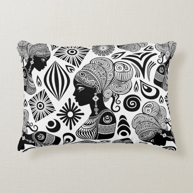 Almofada Decorativa Rapariga africana Retrato Tribal Tatuagem (Frente)