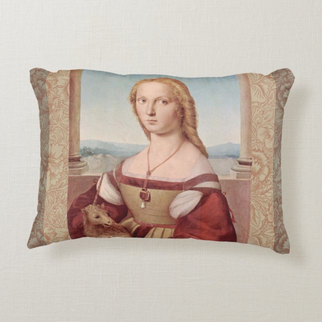 Almofada Decorativa Raphael Dama e o Unicórnio Arte Fina Clássica (Verso)