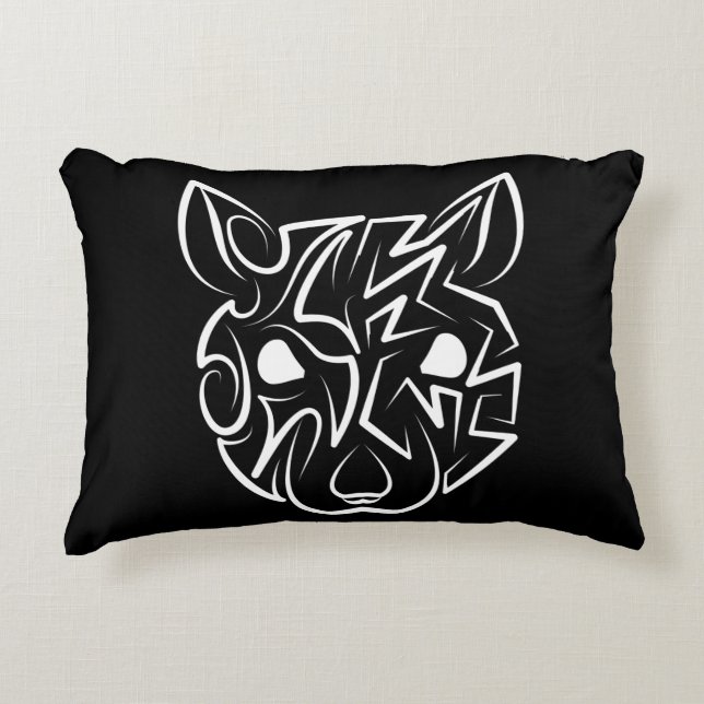Almofada Decorativa Rato Tribal Negro e Branco (Frente)
