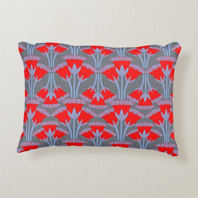 Almofada Decorativa Red Bellflower Accent Pillow | One Owl Artist (Verso)