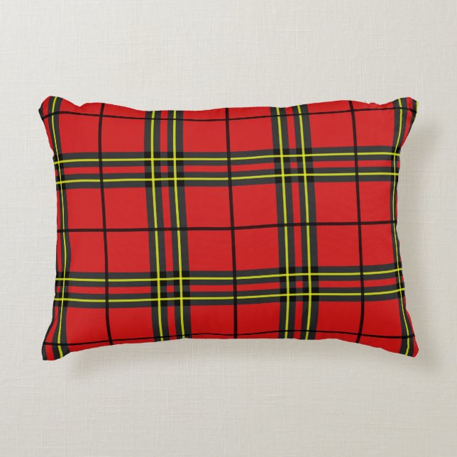 Almofada Decorativa Red Black Yellow Tartan (Frente)