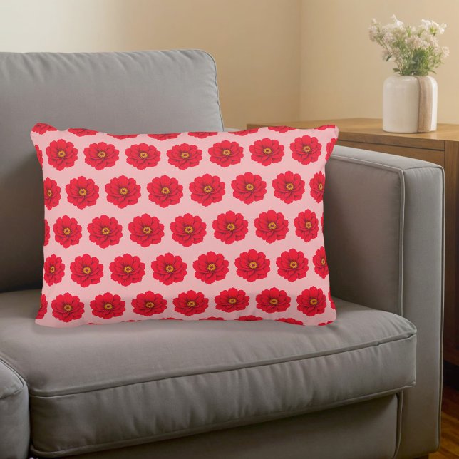 Almofada Decorativa Red Flower Seamless Pattern Accent Pillow (Accent pillow with seamless pattern of a red flower)