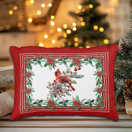 Almofada Decorativa Red Mockingbird Poinsettia Borders Elegante