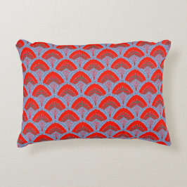 Almofada Decorativa Red Peacock Feather Accent Pillow | One Owl Artist