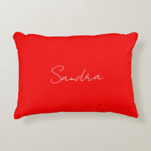 Almofada Decorativa Red White Manuscrito Minimalista Seu Nome