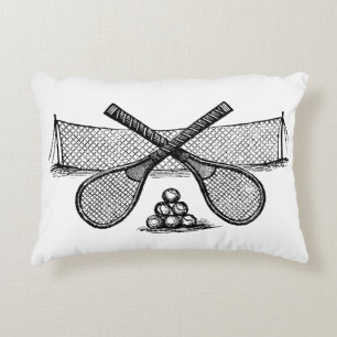 Almofada Decorativa Rede de Tênis Vintage Esportivo, Raquetes Cruzadas