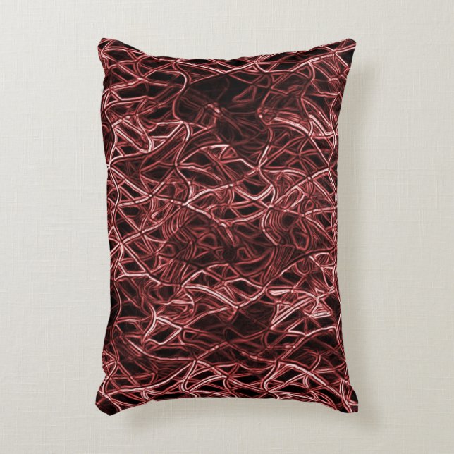 Almofada Decorativa Rede vermelha entrelaçada de fio rústico e enredad (Frente(Vertical))