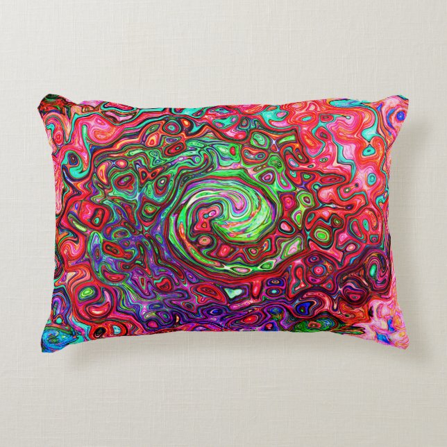 Almofada Decorativa Redemoinho Líquido Abstrato Groovy Retro em Aquare (Frente)