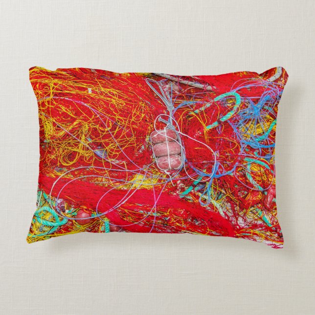 Almofada Decorativa Redes de pesca coloridas (Verso)