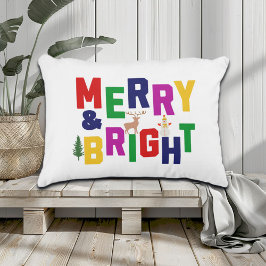 Almofada Decorativa Reindeer feliz e pinheiro brilhante Snowman