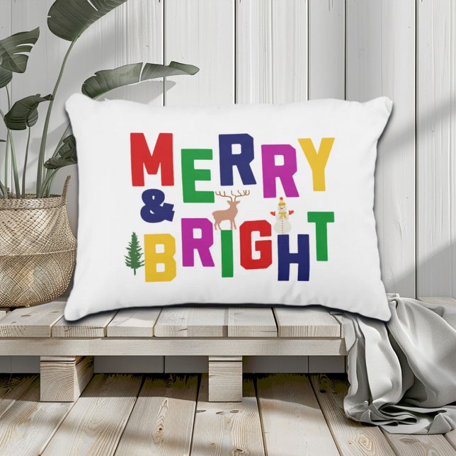 Almofada Decorativa Reindeer feliz e pinheiro brilhante Snowman (Criador carregado)