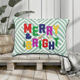 Almofada Decorativa Reindeer feliz e pinheiro brilhante Snowman