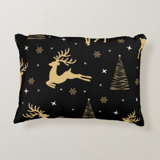 Almofada Decorativa Reindeer Preto e Dourado