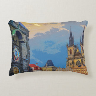 Almofada Decorativa Relógio Astronômico da Cidade de Praga Arquitetura