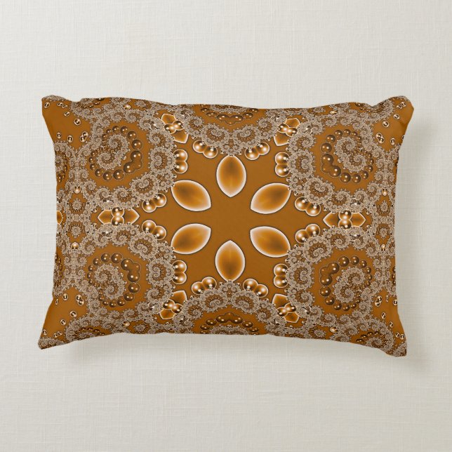 Almofada Decorativa  Renda Fractal Caramelo (Verso)