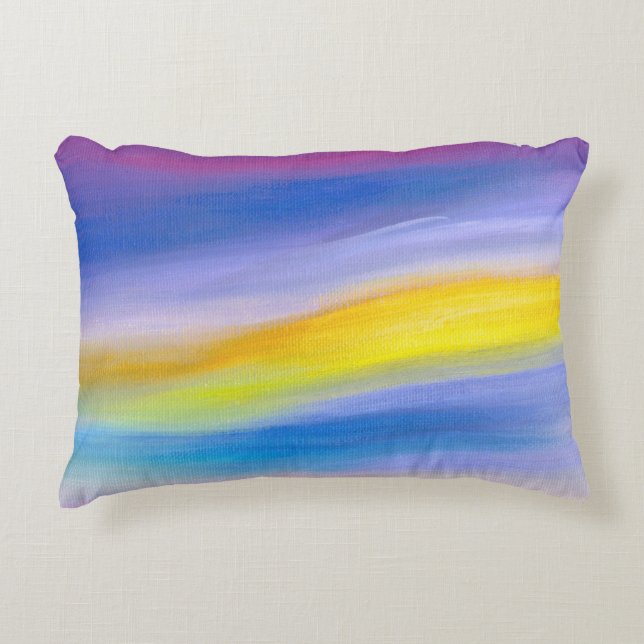 Almofada Decorativa Resumo Abstrato Violeta e Dourado (Frente)