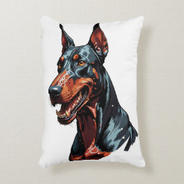 Almofada Decorativa Retrato Feroz de Doberman Cachorro Agressivo prese