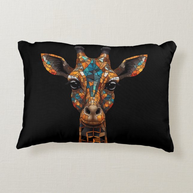 Almofada Decorativa Retrato Mosaico Giraffe (Verso)