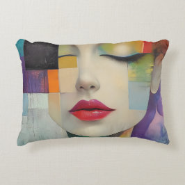 Almofada Decorativa Retrato no Surrealismo do Bloco de Cor