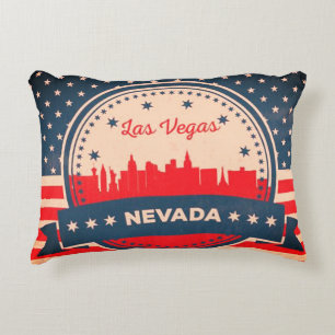 Almofada Decorativa Retro Las Vegas Nevada Skyline