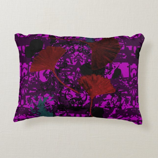 Almofada Decorativa Rico Ginkgo Grunge Accent Travesseiro Roxo (Verso)