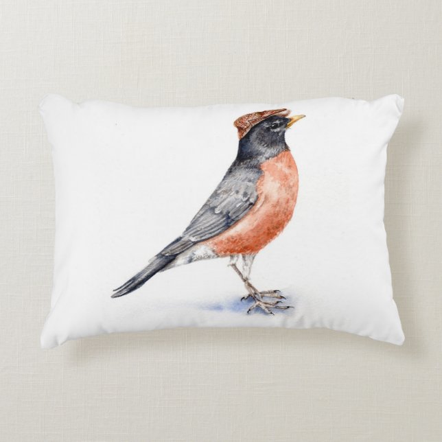 Almofada Decorativa Robin Bird em Chapéu (Frente)