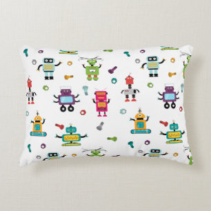 Almofada Decorativa Robôs Multicoloridos Fofos Padrão de Robô para Cri