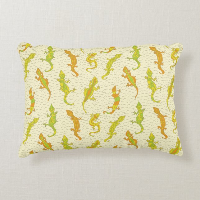 Almofada Decorativa Rock Escalando Geckos em amarelo - padrão perfeito (Frente)