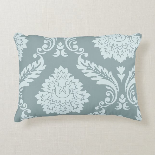 Almofada Decorativa Rococo Damask Art I Duck Egg Blue+Teal (Frente)
