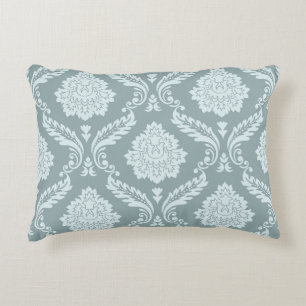 Almofada Decorativa Rococo Damask Grande Padrão Azul de Ovo de Pato+Te