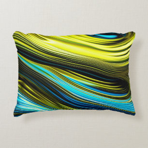 Almofada Decorativa Rolos de seda e cetim abstratos azuis e dourados