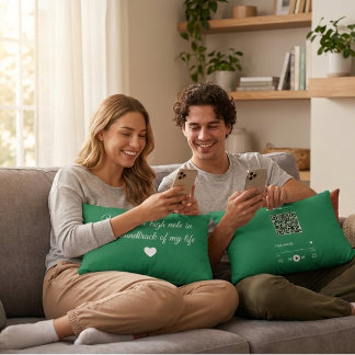 Almofada Decorativa Romantic Music QR Code Throw Accent Pillow