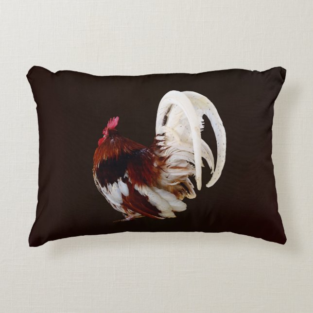 Almofada Decorativa Rooster Vermelho com Penas Brancas (Frente)
