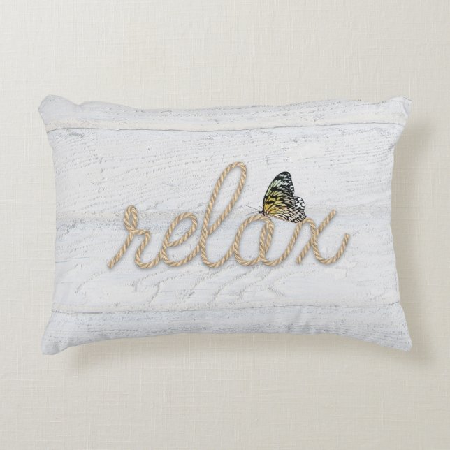 Almofada Decorativa Rope Relaxe Texto com Travesseiro de Destaque da B (Frente)