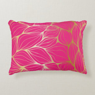 Almofada Decorativa Rosa bonito, quente, falso ouro, folha, teste