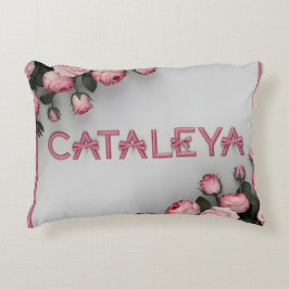 Almofada Decorativa ROSA bordado e Travesseiro decorativo em branco da