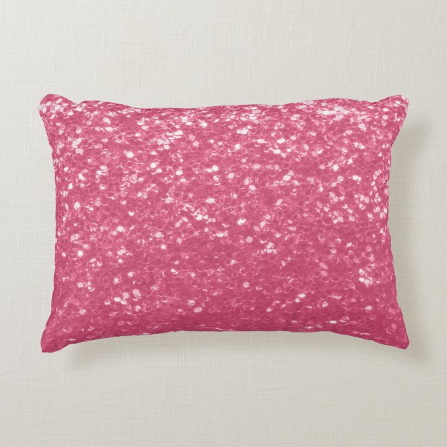 Almofada Decorativa Rosa claro rosa falso brilho glitter (Frente)