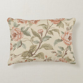Almofada Decorativa Rosa Corado Verde Salvia Bege Chic Floral Xadrez