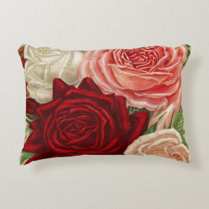 Almofada Decorativa Rosa de Destaque de Vintage Gardening