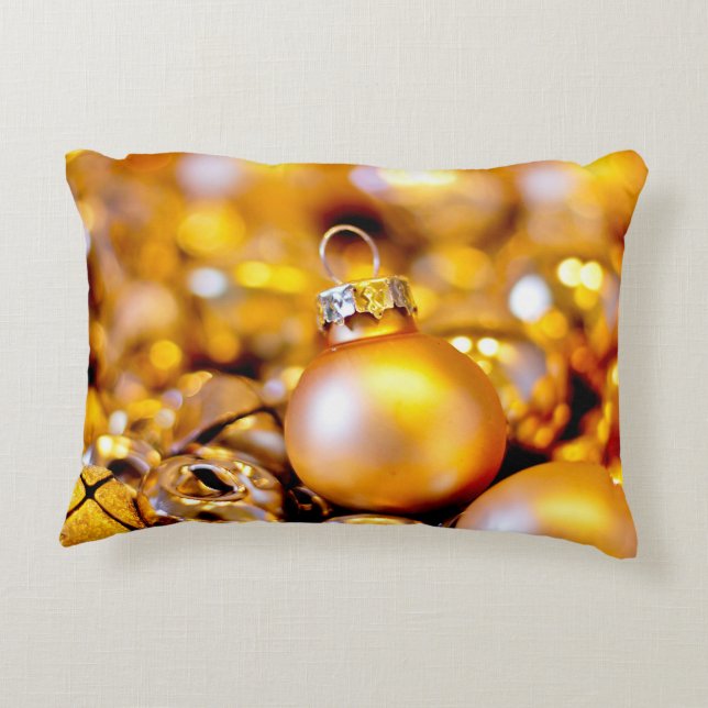 Almofada Decorativa Rosa de Natal Dourado Baubles (Verso)
