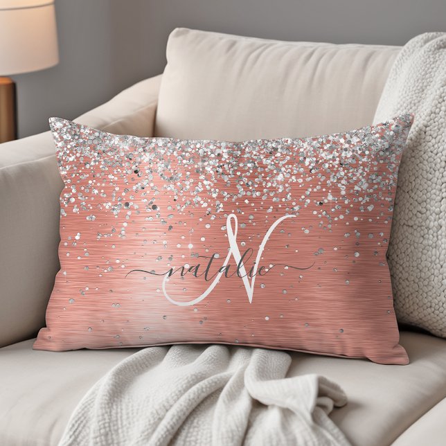 Almofada Decorativa Rosa Dourada Girly Silver Glitter Sparkly (Criador carregado)