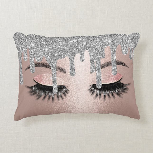 Almofada Decorativa Rosa Dourado Glitter Coloca Lashes no Arranque Sal (Frente)