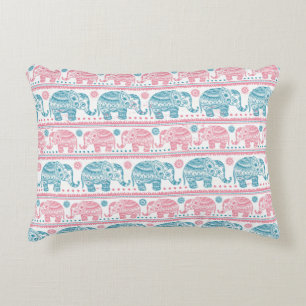 Almofada Decorativa Rosa e teste padrão étnico do elefante da cercet