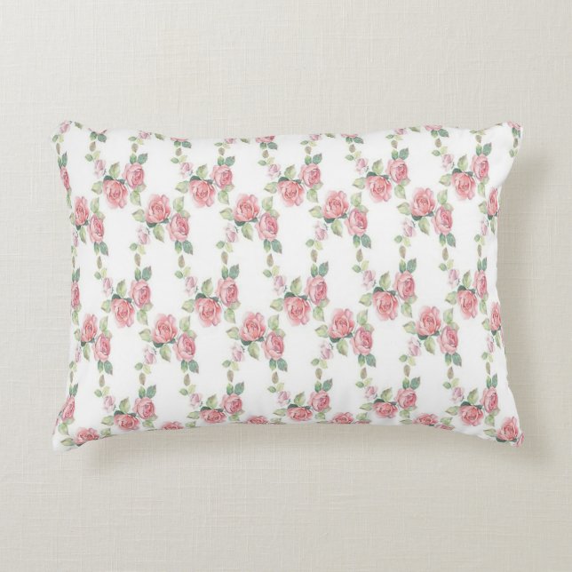 Almofada Decorativa Rosa Floral Shabby Chic Rosa (Frente)