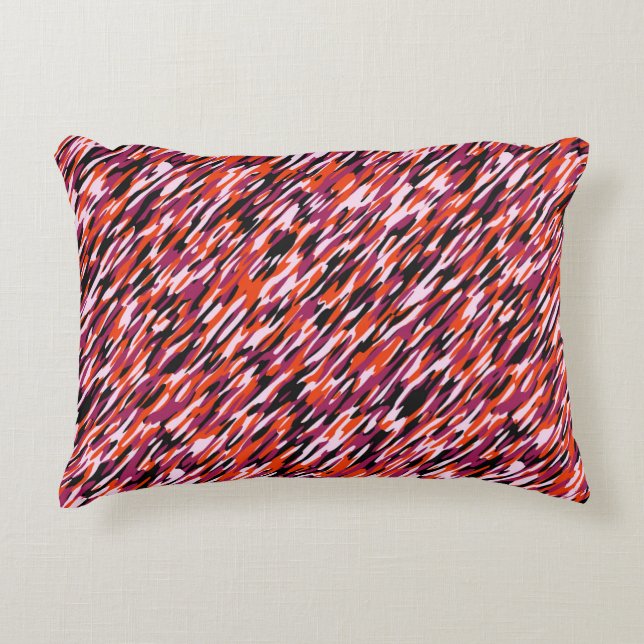 Almofada Decorativa Rosa fúcsia, laranja, preto e camuflado branco (Frente)