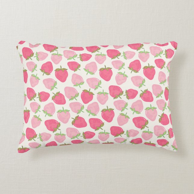 Almofada Decorativa Rosa Morango Feminino Doce e Frutado  (Frente)