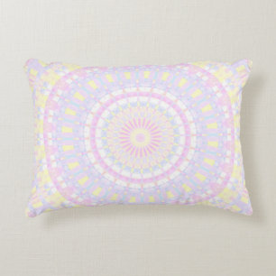 Almofada Decorativa Rosa Pastel, Amarelo, Caleidoscópio Azul